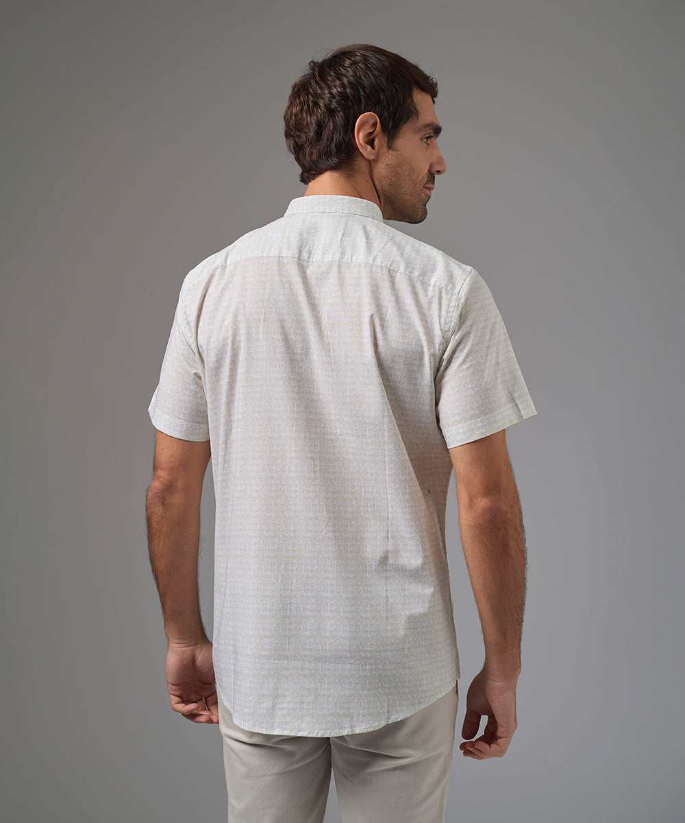 CAMISA MANGA CORTA CUELLO MICRO BD CLASSIC FIT VERDE ESTAMPADO PV26