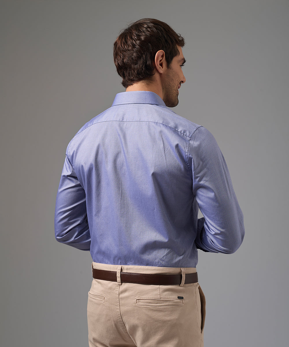 CAMISA MANGA LARGA DE VESTIR CUELLO SPREAD AZUL PV26