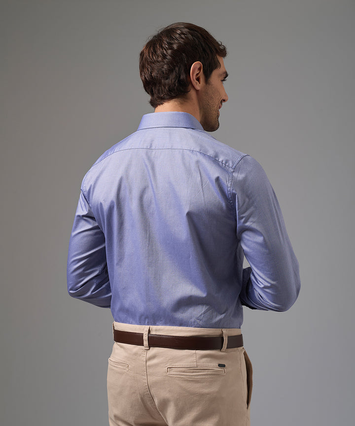 CAMISA MANGA LARGA DE VESTIR CUELLO SPREAD AZUL PV26
