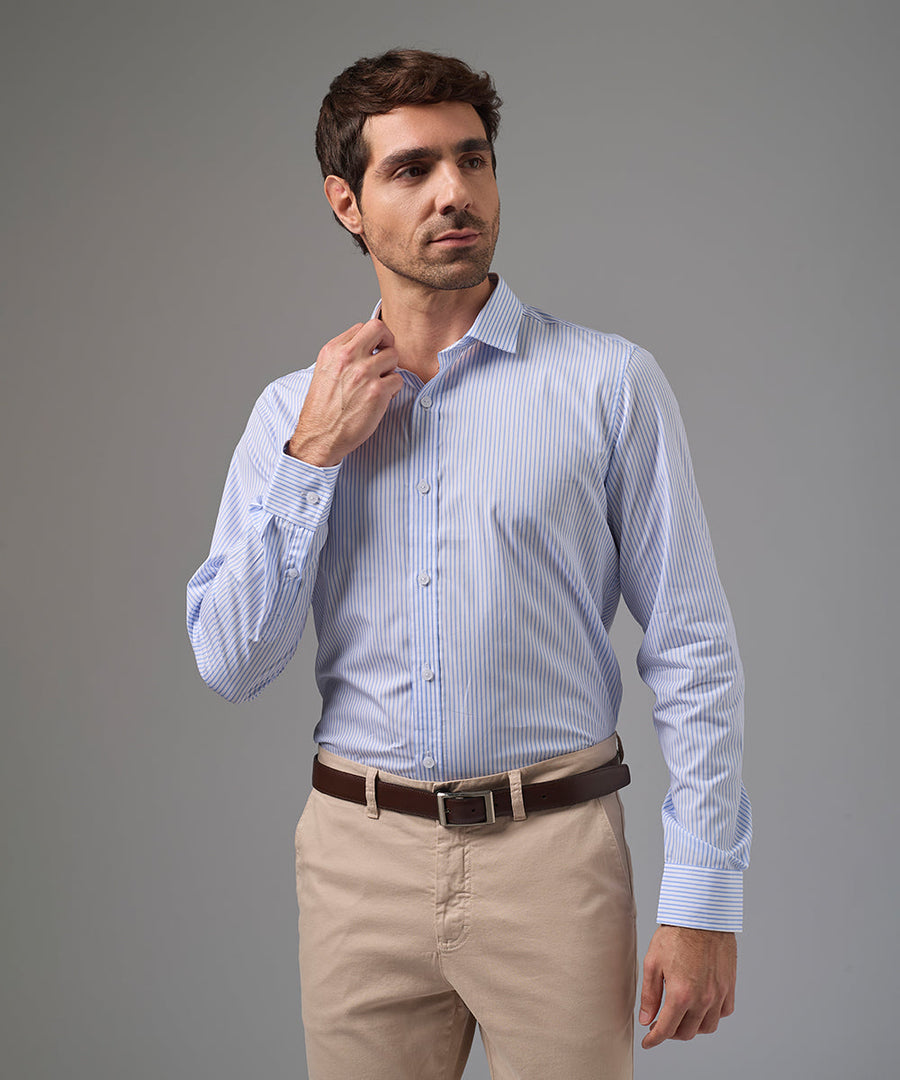 CAMISA DE VESTIR MANGA LARGA ALGODÓN CUELLO SPREAD