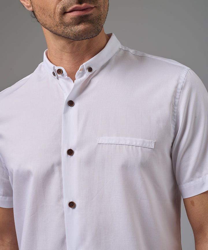 CAMISA MANGA CORTA CUELLO MICRO BD CLASSIC FIT BLANCO PV26
