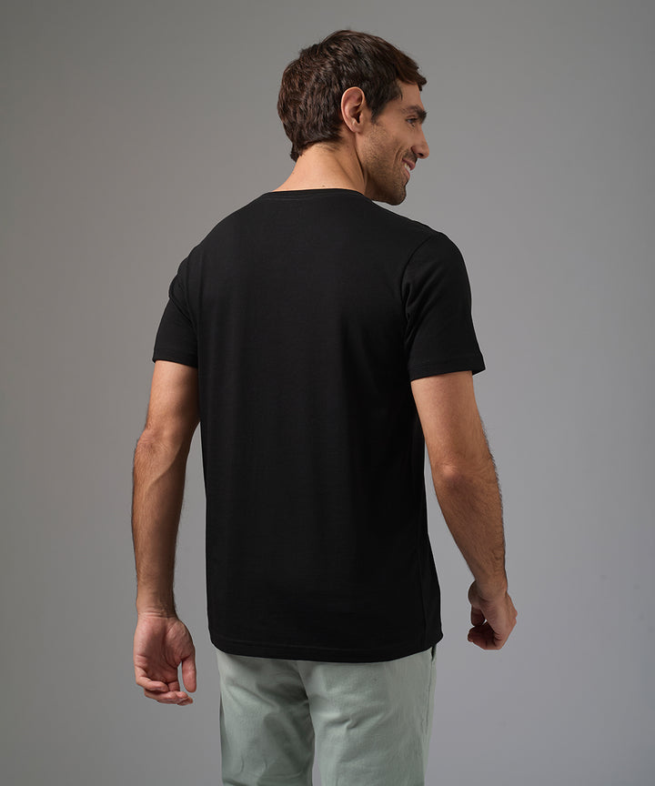 POLO MANGA CORTA CUELLO V BASICO NEGRO PV26