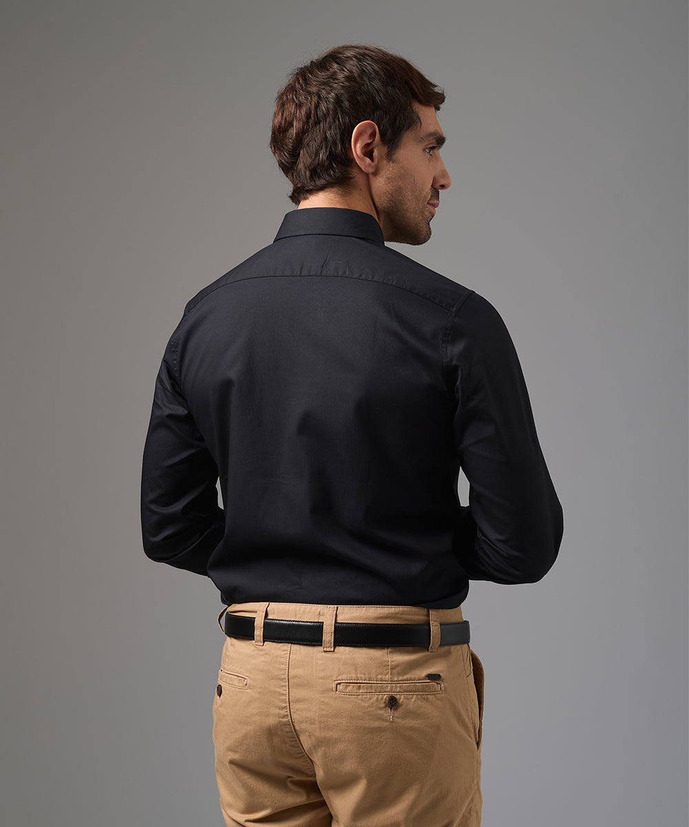 CAMISA MANGA LARGA DE VESTIR CUELLO BUTTON DOWN NEGRO PV26