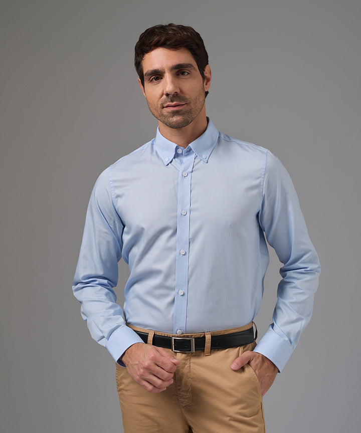CAMISA MANGA LARGA DE VESTIR CUELLO BUTTON DOWN CELESTE PV26