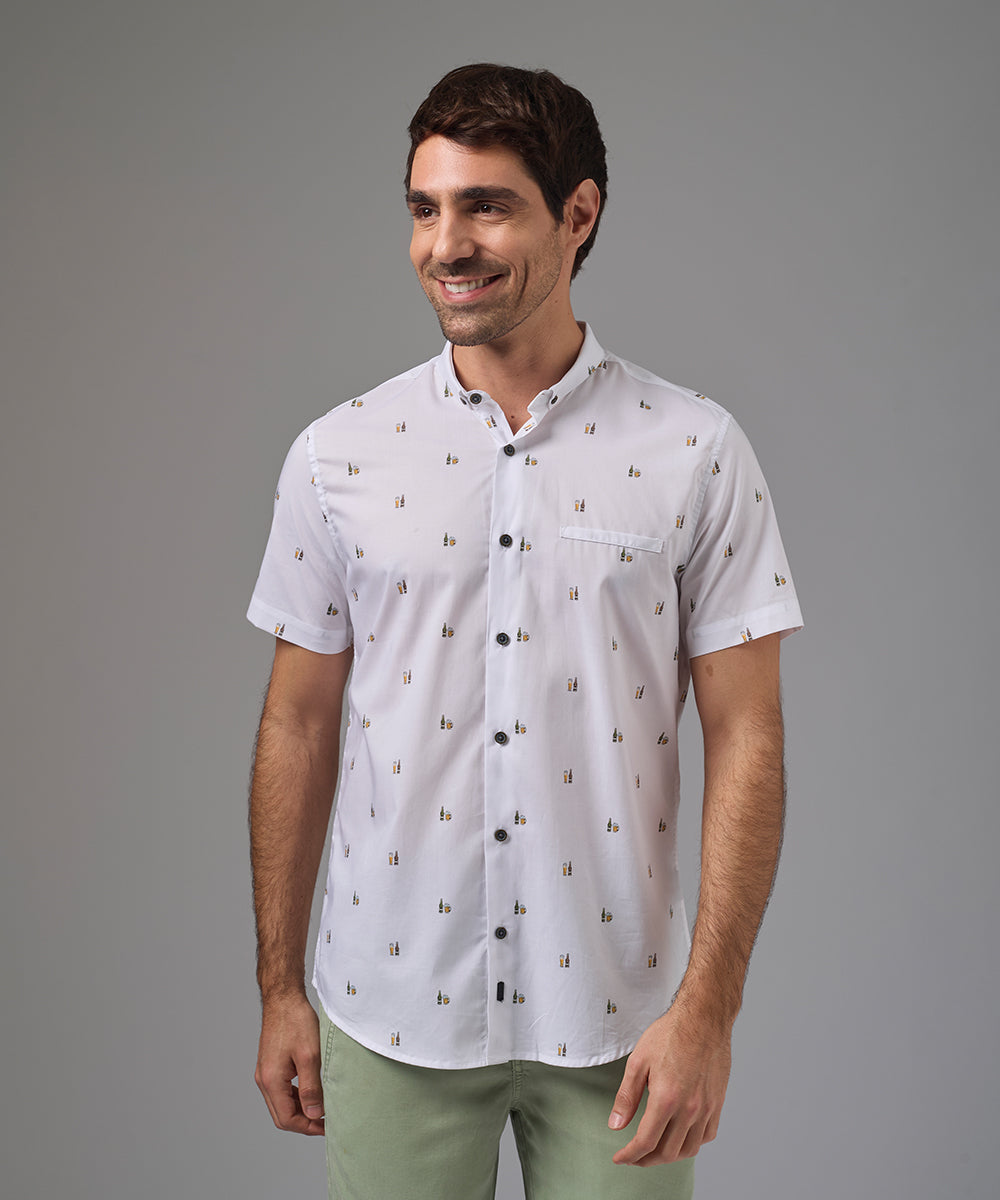 CAMISA MANGA CORTA CUELLO MICRO BD CLASSIC FIT BLANCO ESTAMPADO PV26