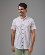 CAMISA MANGA CORTA CUELLO MICRO BD CLASSIC FIT BLANCO ESTAMPADO PV26