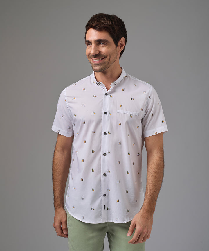 CAMISA MANGA CORTA CUELLO MICRO BD CLASSIC FIT BLANCO ESTAMPADO PV26