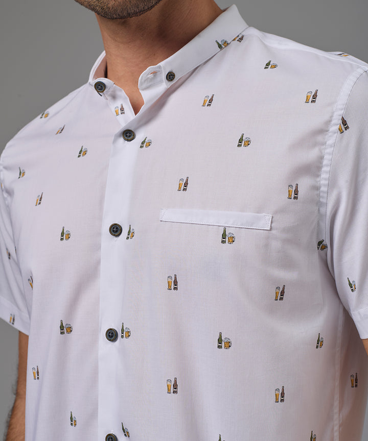 CAMISA MANGA CORTA CUELLO MICRO BD CLASSIC FIT BLANCO ESTAMPADO PV26