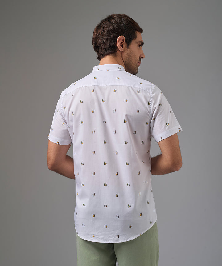 CAMISA MANGA CORTA CUELLO MICRO BD CLASSIC FIT BLANCO ESTAMPADO PV26