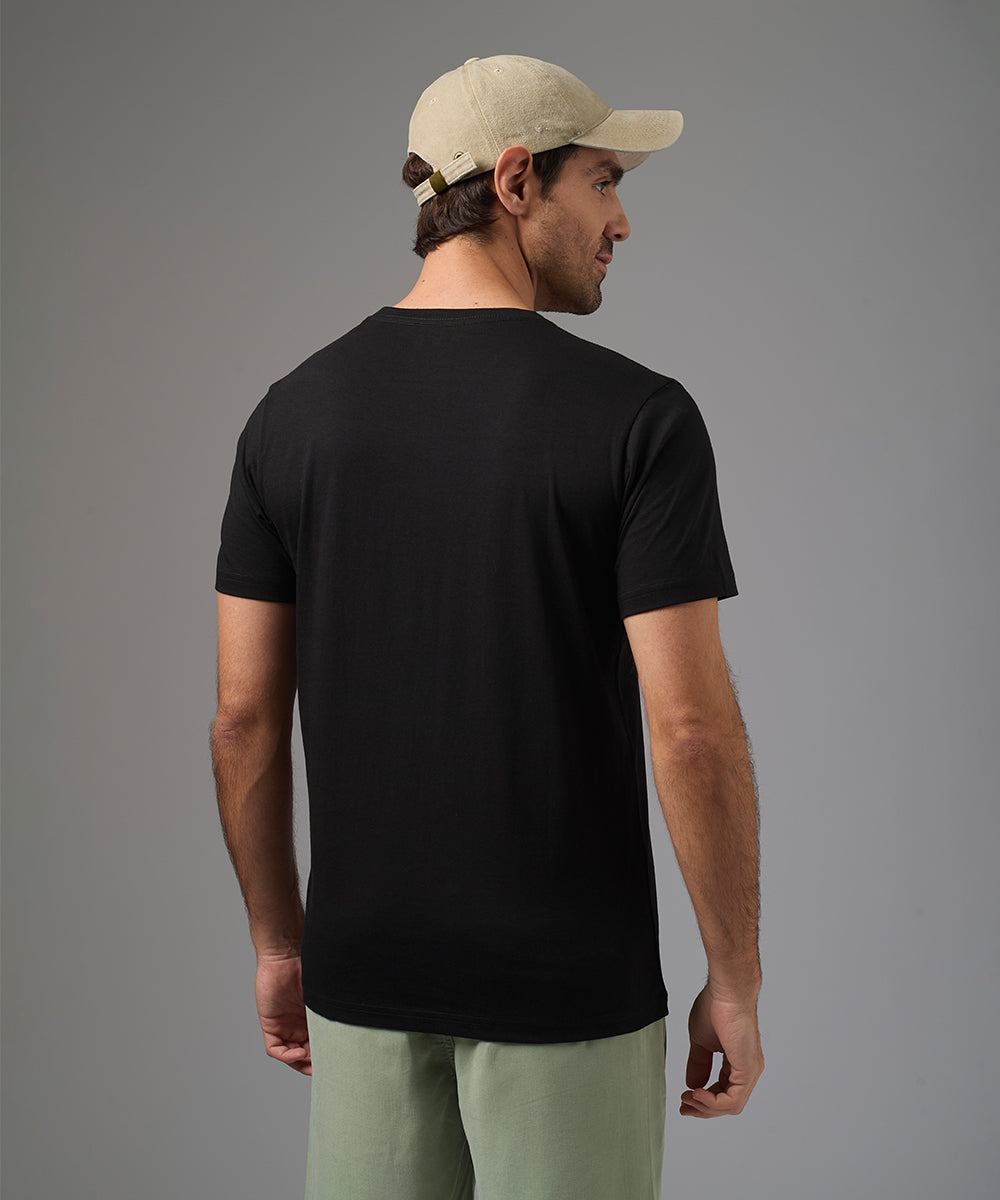 POLO MANGA CORTA BASICO CUELLO REDONDO NEGRO PV26