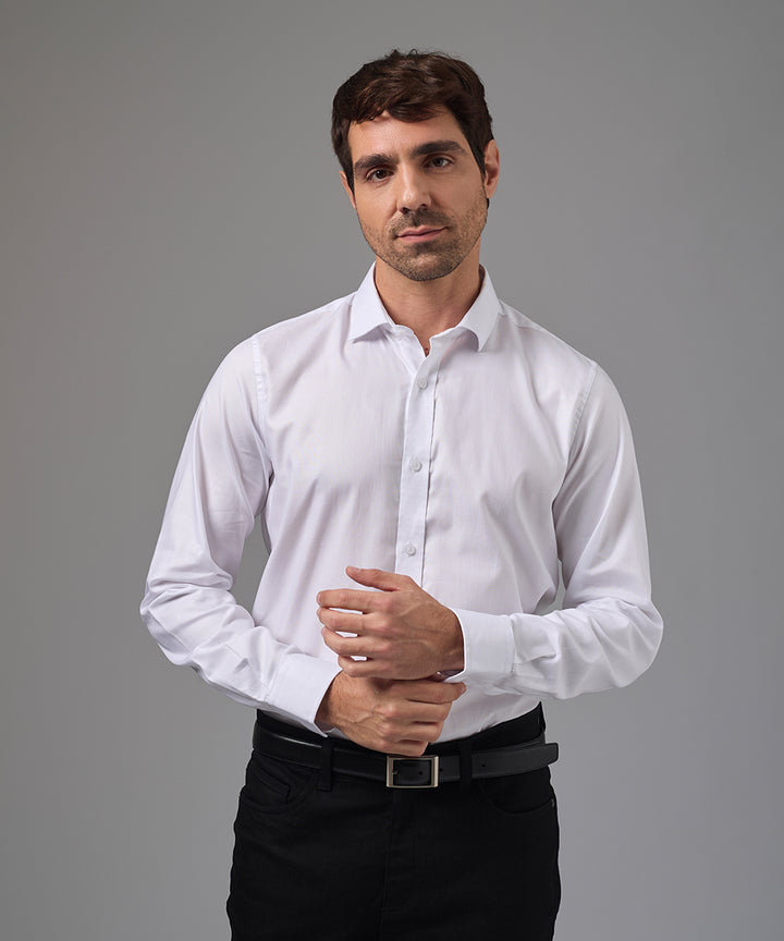 CAMISA MANGA LARGA DE VESTIR CUELLO SPREAD BLANCO PV26