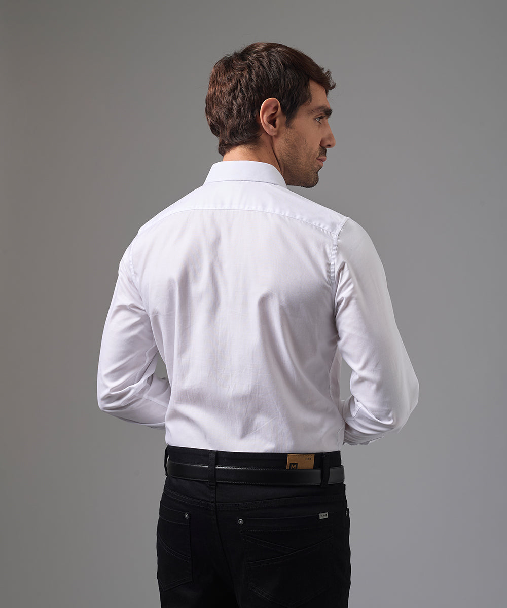 CAMISA MANGA LARGA DE VESTIR CUELLO SPREAD BLANCO PV26