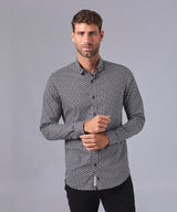 CAMISA MANGA LARGA CUELLO NEW BUTTON DWON SLIM FIT BLANCO ESTAMPADO OI24