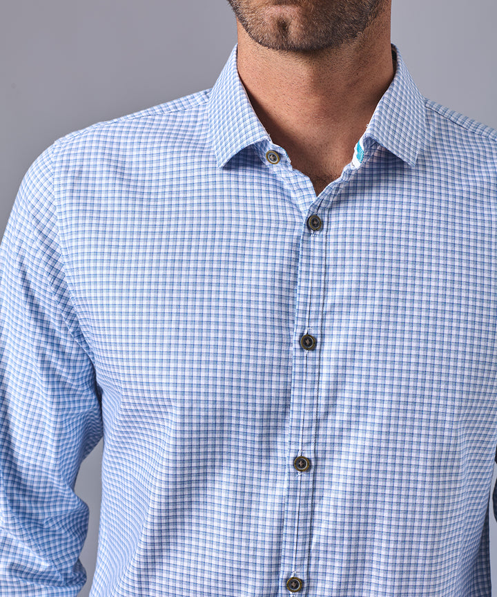 CAMISA MANGA LARGA PECHERA OJAL CLASSIC FIT VERDE CUADROS OI24