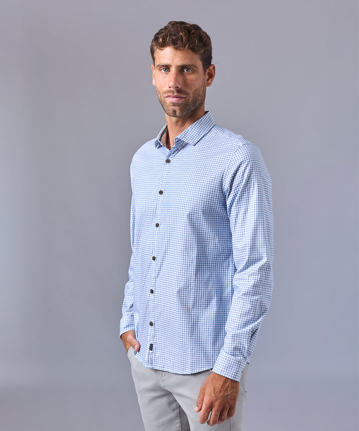 CAMISA MANGA LARGA PECHERA OJAL CLASSIC FIT VERDE CUADROS OI24