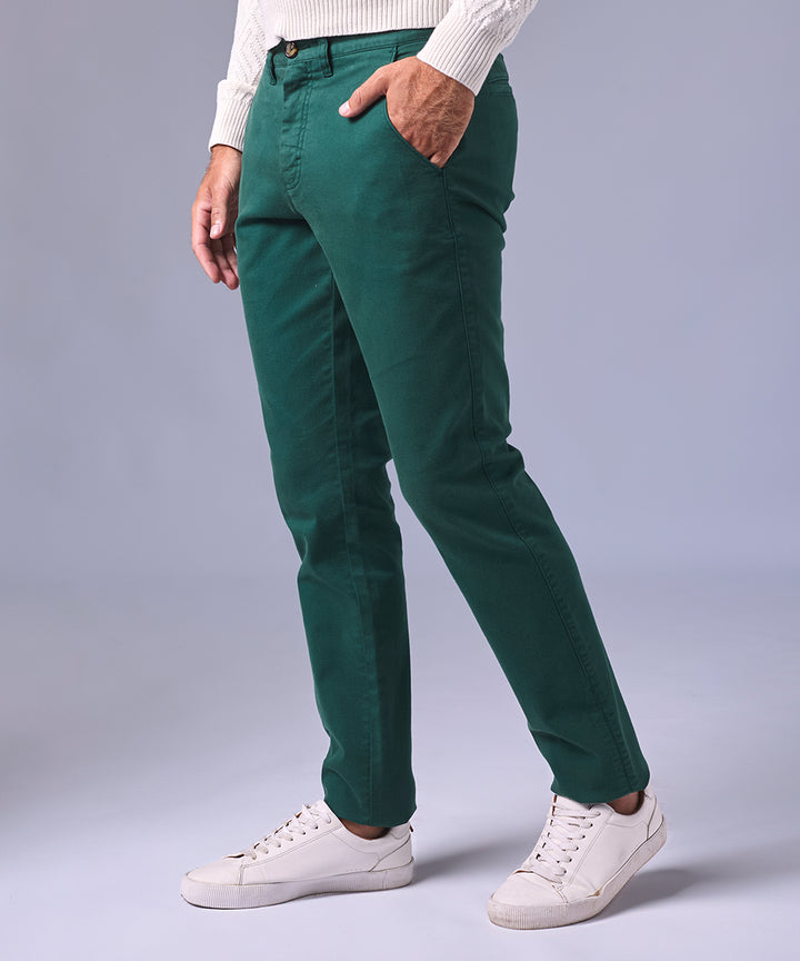 PANTALON DRILL FLAT FRONT SLIM FIT VERDE BOTELLA OI24