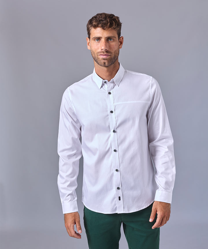 CAMISA MANGA LARGA CUELLO BUTTON DOWN OCULTO CLASSIC FIT BLANCO OI24