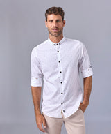 CAMISA MANGA LARGA CUELLO MICRO BUTTONDOWN CLASSIC FIT BLANCO ESTAMPADO OI24