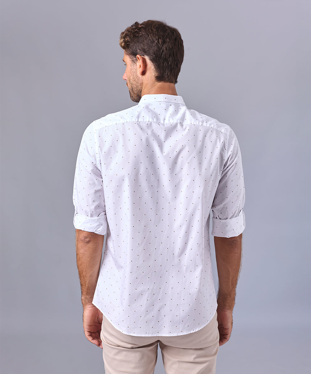 CAMISA MANGA LARGA CUELLO MICRO BUTTONDOWN CLASSIC FIT BLANCO ESTAMPADO OI24