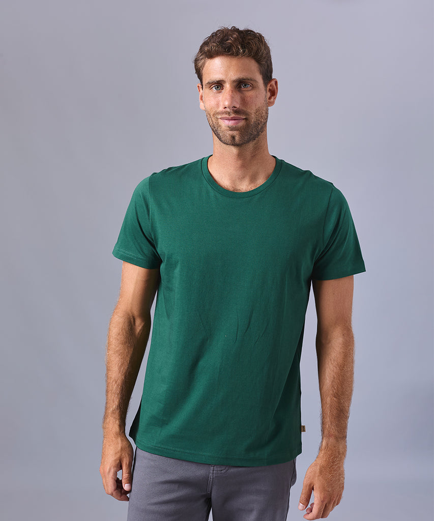 POLO MANGA CORTA BASICO CUELLO REDONDO VERDE BOTELLA OI24 – MBO