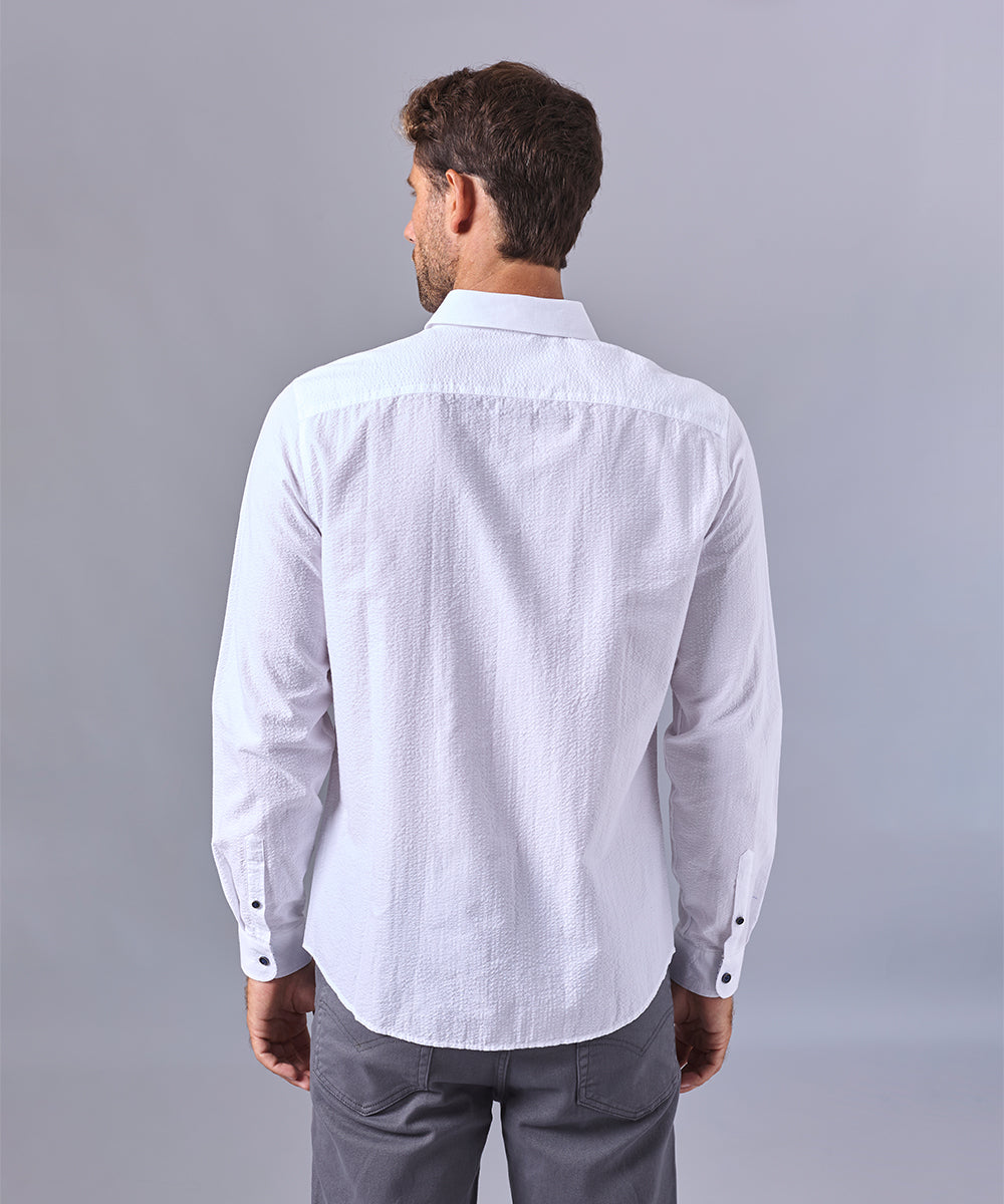 CAMISA MANGA LARGA PECHERA OJAL CLASSIC FIT BLANCO OI24