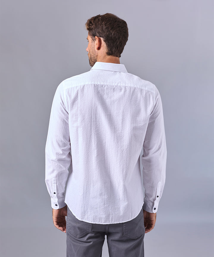 CAMISA MANGA LARGA PECHERA OJAL CLASSIC FIT BLANCO OI24