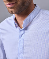 CAMISA MANGA LARGA CUELLO NERU DESMONTABLE CLASSIC FIT CELESTE CUADROS OI24