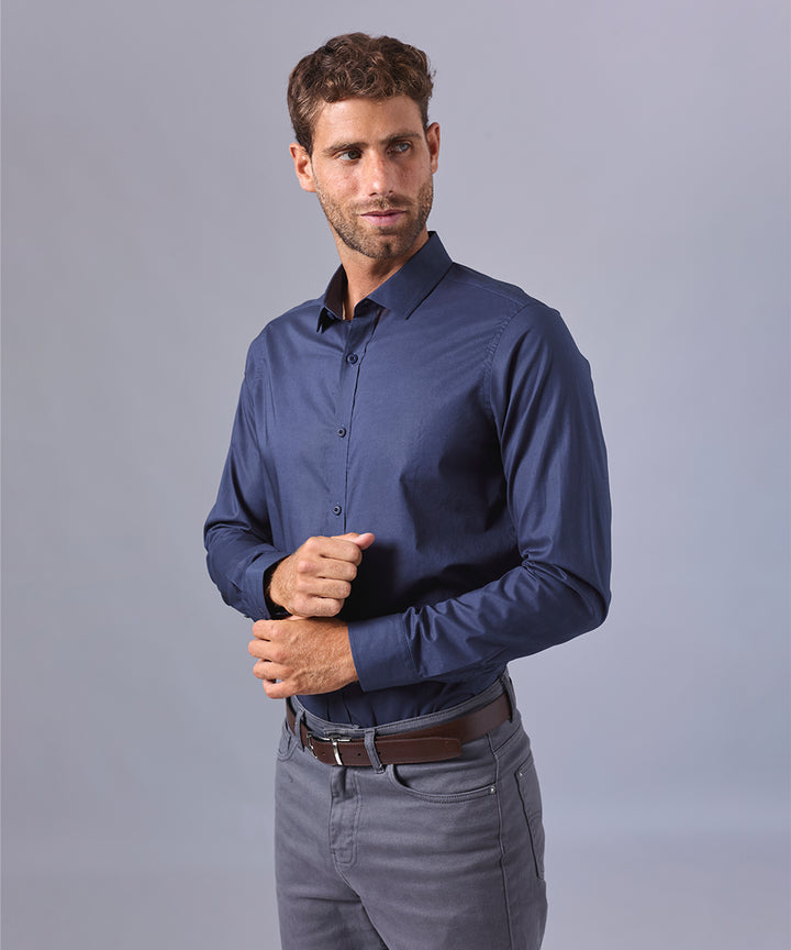 CAMISA MANGA LARGA DE VESTIR C. SPREAD AZUL MARINO OI24