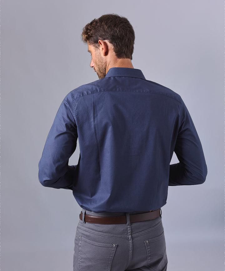 CAMISA MANGA LARGA DE VESTIR C. SPREAD AZUL MARINO OI24