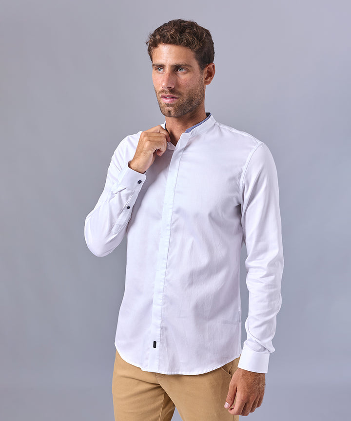 CAMISA MANGA LARGA CUELLO NERU DESMONTABLE SLIM FIT BLANCO OI24