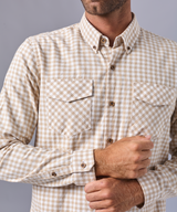 CAMISA MANGA LARGA FRANELA CLASSIC FIT BEIGE CUADROS OI24