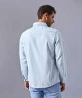 CAMISA MANGA LARGA DENIM CUELLO BUTTON DOWN CLASSIC FIT CELESTE CLARO OI24