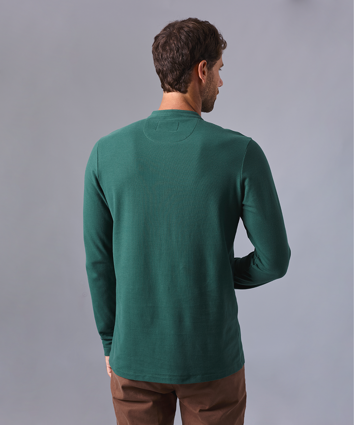 POLO MANGA LARGA PIQUE CUELLO NERÚ VERDE BOTELLA OI24