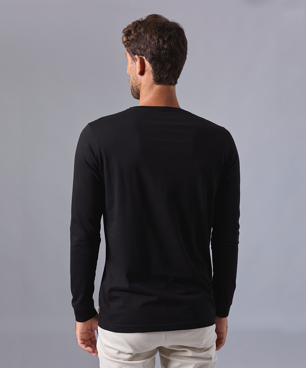POLO MANGA LARGA JERSEY HENLEY NEGRO OI24