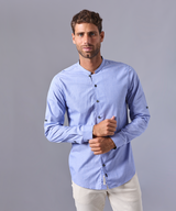 CAMISA MANGA LARGA CUELLO NERÚ RECTO SLIM FIT AZUL OI24