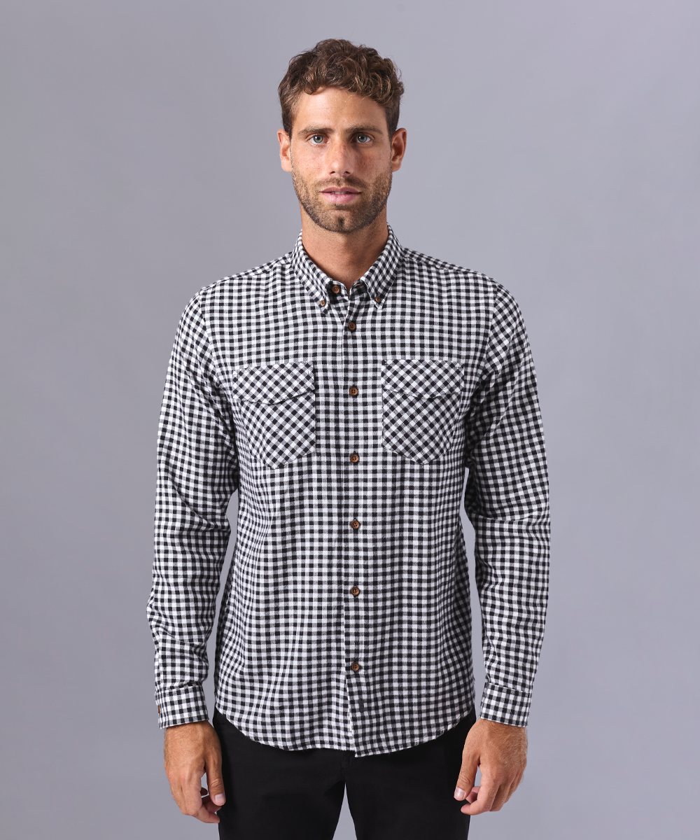 algodón camisa de franela a cuadros