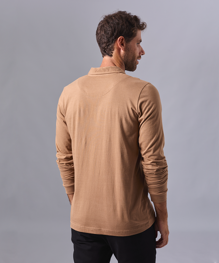 POLO MANGA LARGA JERSEY CON CIERRE CAMEL OI24