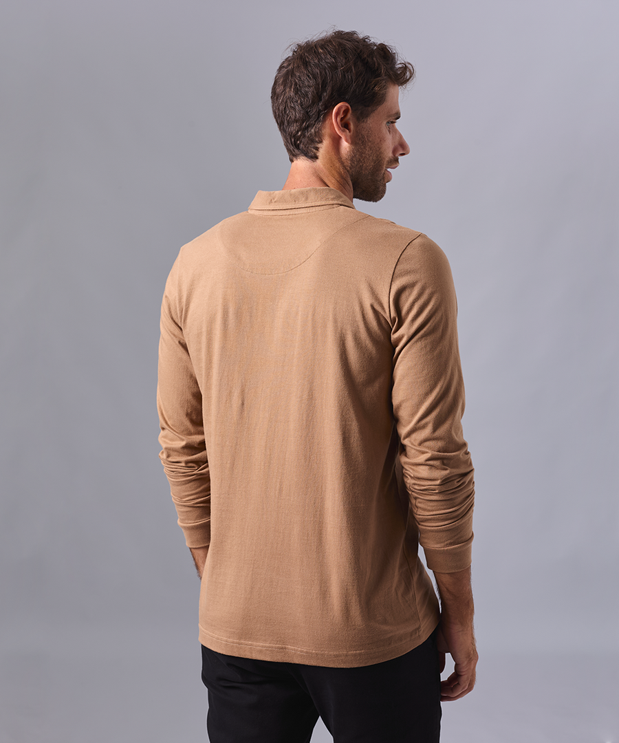 POLO MANGA LARGA JERSEY CON CIERRE CAMEL OI24