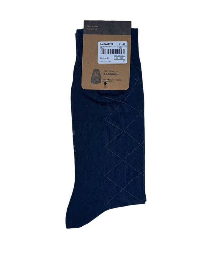 MEDIAS ALTAS CON DISEÑO PACK X1 AZUL