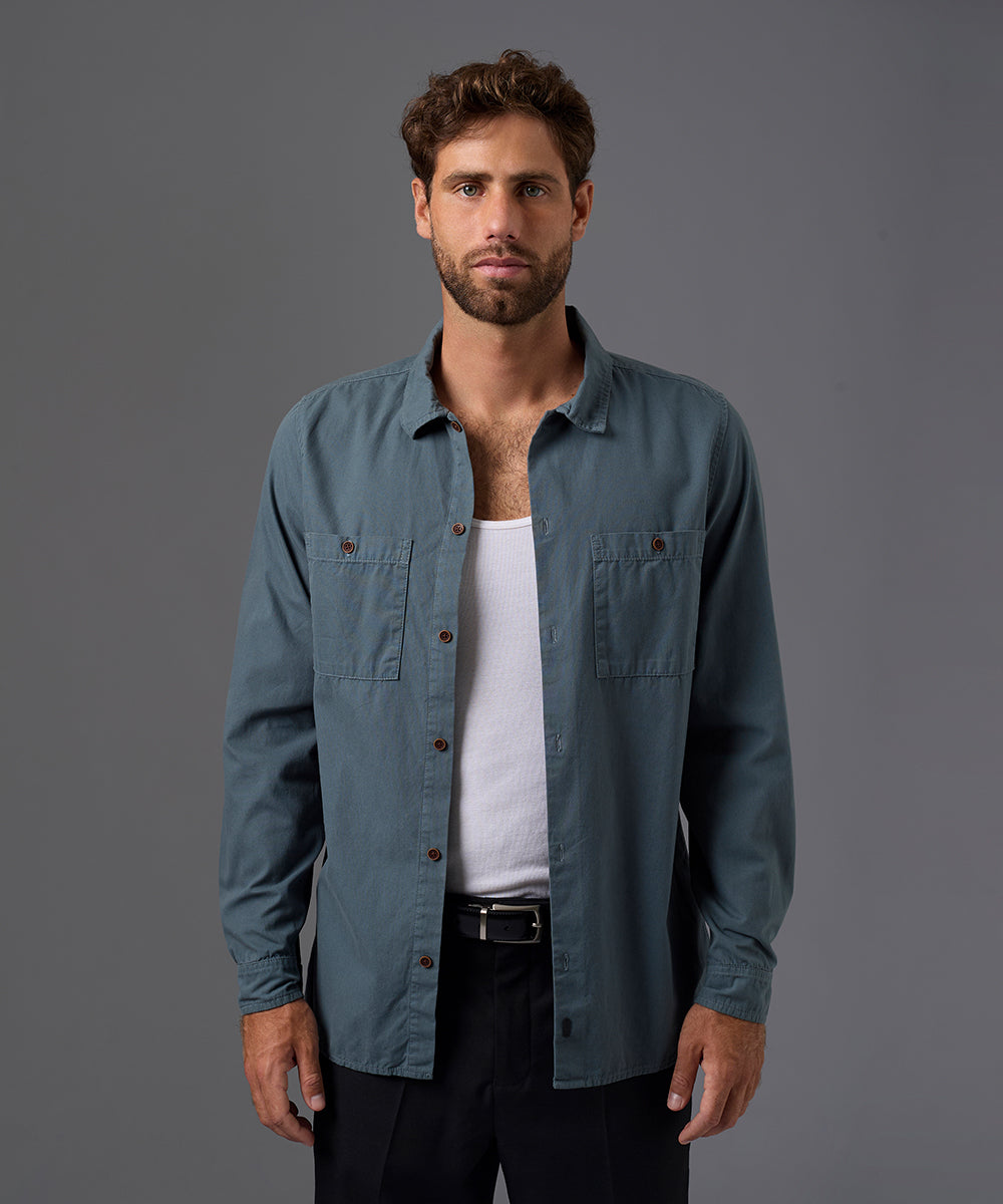 CAMISA MANGA LARGA TAFETA DOBLE BOLSILLO CLASSIC FIT OI26