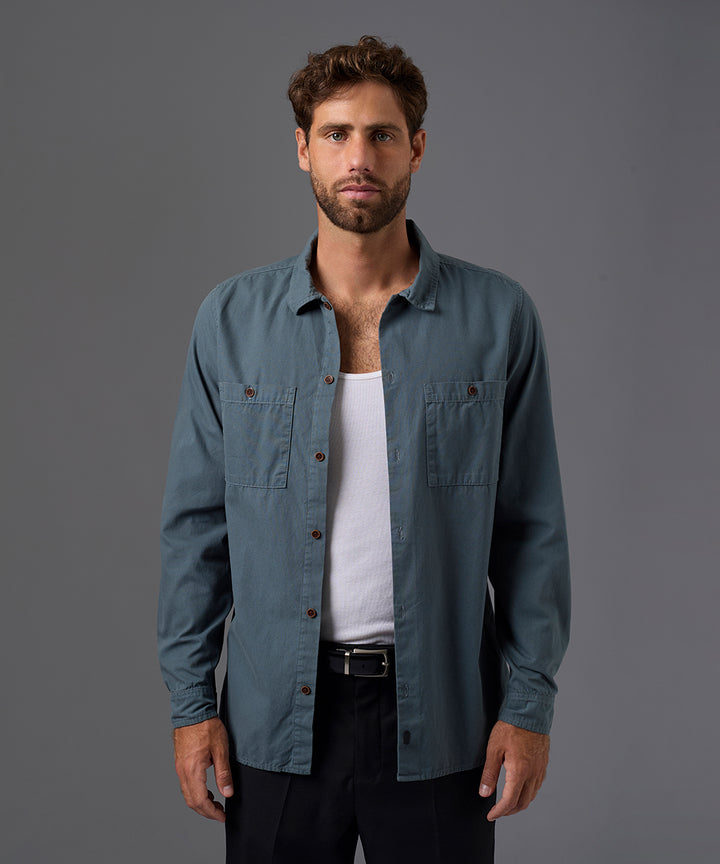 CAMISA MANGA LARGA TAFETA DOBLE BOLSILLO CLASSIC FIT OI26