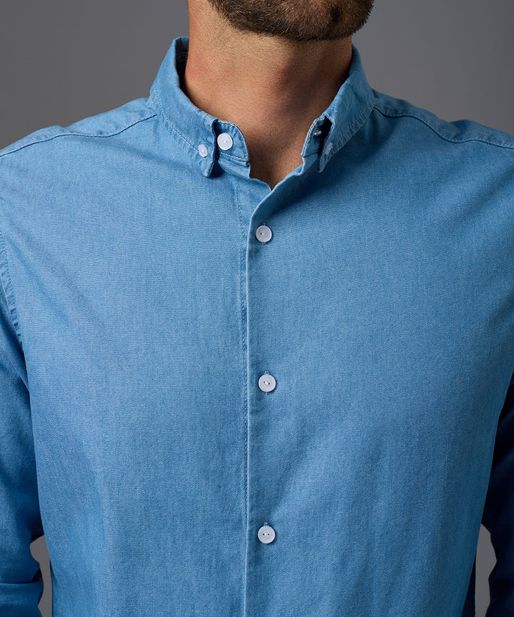 CAMISA MANGA LARGA ROLL UP DENIM CUELLO BUTTON DOWN CLASSIC FIT OI26
