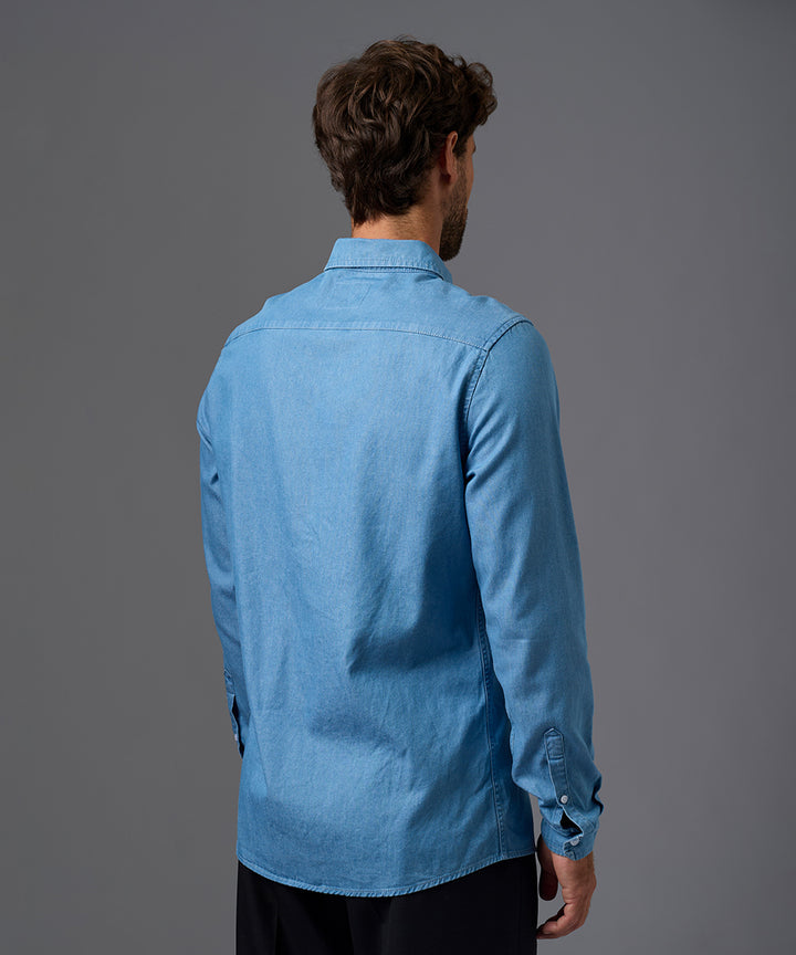 CAMISA MANGA LARGA ROLL UP DENIM CUELLO BUTTON DOWN CLASSIC FIT OI26