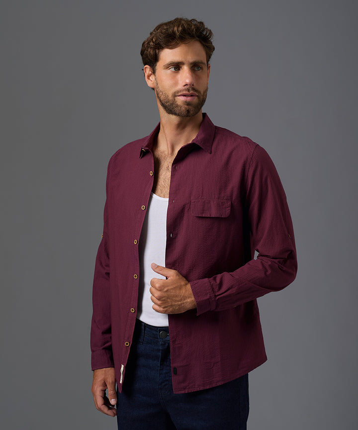 CAMISA MANGA LARGA SEERSUCKER CUELLO SPREAD CLASSIC FIT OI26