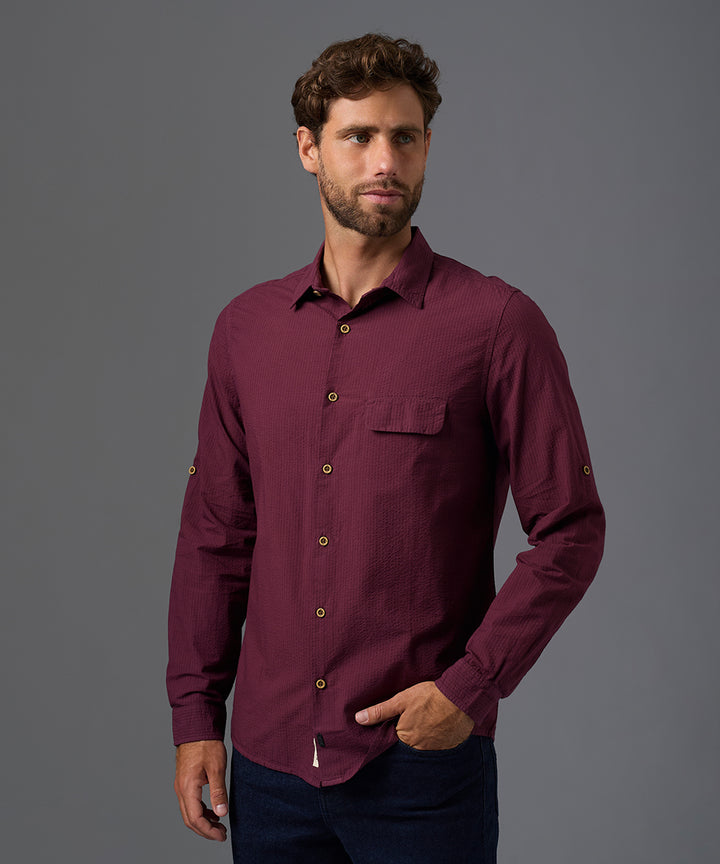 CAMISA MANGA LARGA SEERSUCKER CUELLO SPREAD CLASSIC FIT OI26
