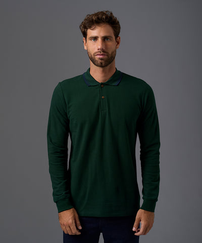 POLO MANGA LARGA PIQUE CUELLO RECTILINEO OI26