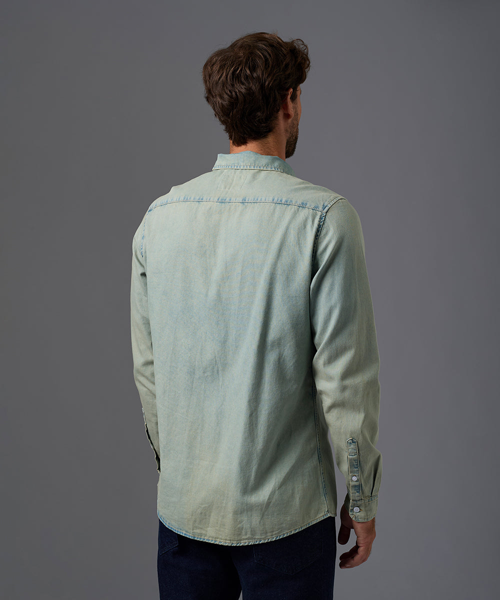 CAMISA MANGA LARGA ROLL UP DENIM CUELLO BUTTON DOWN CLASSIC FIT OI26