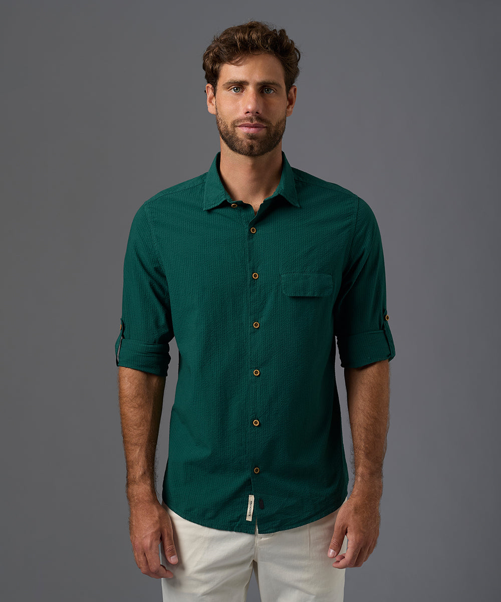 CAMISA MANGA LARGA SEERSUCKER CUELLO SPREAD CLASSIC FIT OI26