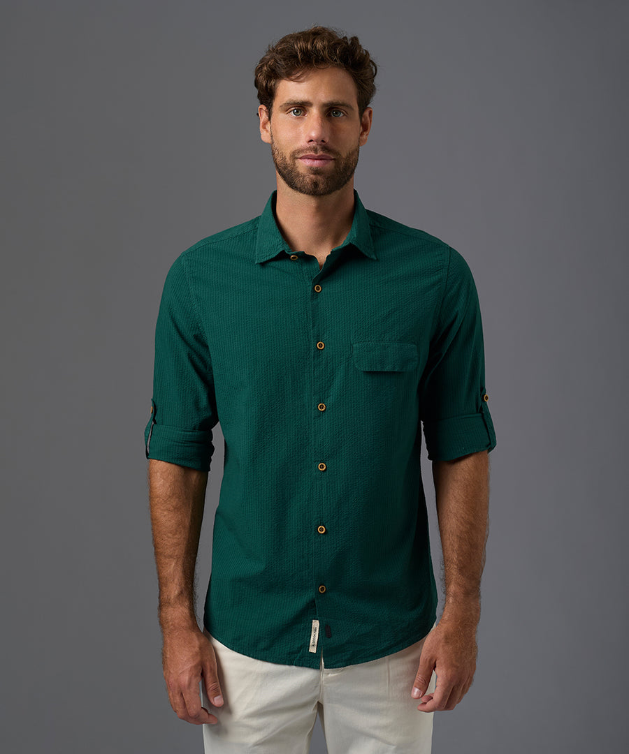 CAMISA MANGA LARGA SEERSUCKER CUELLO SPREAD CLASSIC FIT OI26