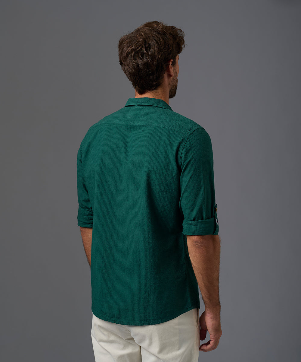 CAMISA MANGA LARGA SEERSUCKER CUELLO SPREAD CLASSIC FIT OI26